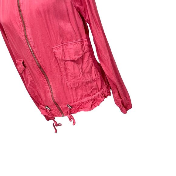 Sanctuary Drawstring Zipper Jacket Garnet Rose Lightweight Casual Size Medium - Picture 5 of 11